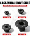 Low Profile Impact Socket Adapter Set For Tight Spaces With Cr Mo Steel Ratchet Converters To Go From 1/4 In To 3/8 In, 3/8 In To 1/2 In, 1/2 In To 3/4 In And 3/4 In To 1 Inch Like A Total Boss., four drive size impact socket adapters