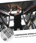 Ultimate 200 Piece Compression And Extension Springs Kit Assortment Set For Home Repairs, Vehicle Maintenance, And Electric Appliance Fixups You Need To Stock Up On Your Workshop Today. Steel compression springs in workshop, used for automotive engines and appliances.