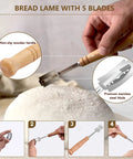 Hand holding bread lame with 5 blades from Sourdough Starter Kit With Glass Jar Banneton Bread Proofing Basket And 9 Inch Round Proofing Bowl