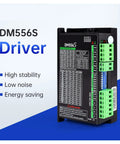 DM556S Driver unit with specifications for high stability, low noise, and energy-saving for CNC machines.