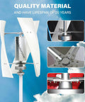 High Power 14000W Wind Turbine Kit With MPPT Controller For 12V 24V 48V 110V And 220V Systems, close-up on nylon blade and components
