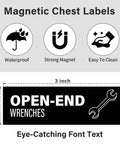Magnetic Tool Box Labels With Icons 96 Pre Printed Icons Plus 4 Blank Tags For Custom Tools Black 3 X 1 Inch Drawer Markers