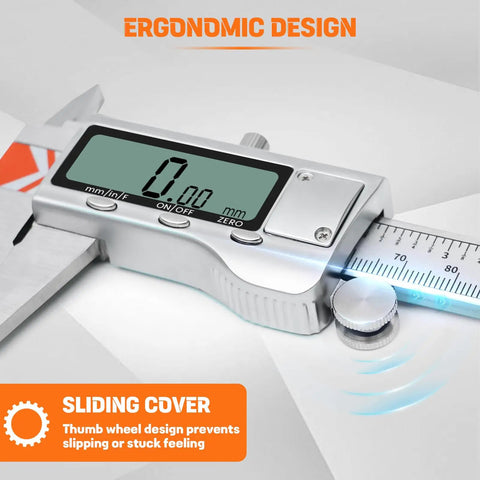 Beefy All Metal Digital Caliper With Extra Batteries And Battery Cover 6 Inch Measuring Tool Inch Metric Fraction LCD Micrometer