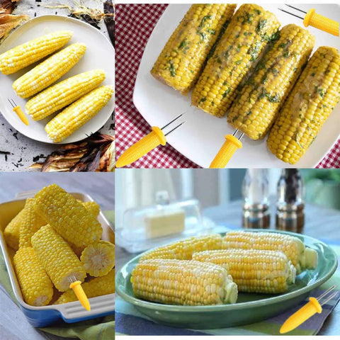 10 Piece Stainless Steel Corn Holders Set For Corn On The Cob Twin Prong Skewers For BBQ Grilling Camping Backyard Parties