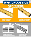 Comparison image showing features of Extra Long 11 Foot Smoke Detector Removal Tool, highlighting aluminum pole and snap-on construction.