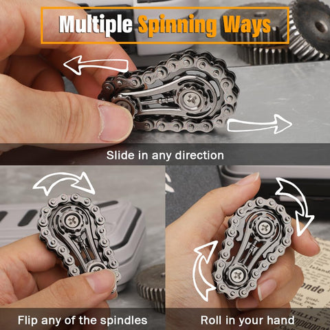 Dope Fidget Chain Toy For Kids And Adults, Metal Transformable Sprockets And Bike Gears, multiple spinning ways in hand