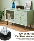 Modern cabinet with Heavy Duty 50 Piece Furniture Leveling Feet Set With Quarter Inch Twenty Thread T Nuts And Felt Pads visible
