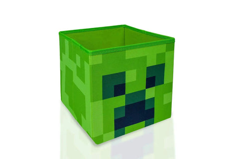 Creeper Themed Storage Cube Organizer For Kids Room 10 Inch Square Bin Minecraft Inspired Cubbies Cube Organizer, green design