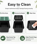 Rugged Heavy Duty Catch Basin With Grate And Debris Basket For Outdoor Drainage System, cleaning instructions displayed