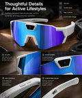 4K POV Baseball Glasses With Camera For Men And Women Sports Sunglasses Eyewear With HD Recording And Audio Video Capture Anti Glare Lenses For Running Cycling Hiking And Adventure Ice Blue