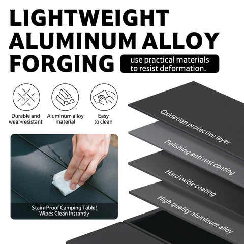 YL01 Portable Camping Table No Tools Required Quick Setup Lightweight Aluminum Folding Table material details