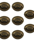 Eight Pcs Old School Antique Brass Bail Drawer Pulls Set for Furniture, Oval Drop Swing Cabinet Handles with 2.32 Inch Hole Spacing, 3.14 x 2.2 Inch Size, Durable Zinc Alloy Hardware, shown in close-up.