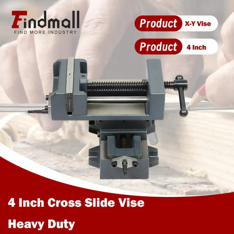 Heavy Duty 4 Inch Cross Slide Drill Press Vise XY Compound Benchtop Clamp For CNC Milling And Drilling Machines And Other Mechanical Equipment 100 mm Jaw Three Point Nine Four Inch Travel Cast Iron Construction