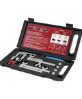 Wostore brake line flare kit in an open black case showing SAE/ISO flare tools, tubing cutter and reamer