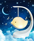 Bird Shaped Kids Night Light With Bluetooth Speaker And 16 Color Options Rechargeable Cordless Sleep Sound Machine in nursery setting