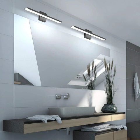 Black 24 Inch Vanity Light Fixtures With Sleek Modern LED Vanity Lighting For Over Mirror Wall Sconce Direct Wire 24W 6000K Cool White Bathroom Lighting For Bathrooms And Powder Rooms