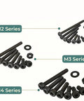 Massive 1260 Piece Metric Bolt Kit With M2 M3 M4 Fasteners, 21 Sizes From 4mm To 30mm, Alloy Steel Hex Bolts Nuts Washers Set For DIY Projects And Repairs, Built Tough For Everyday Fixes. M2, M3, M4 series black hex bolts, nuts, and washers