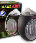 Eco Save Compact Personal Space Heater With 750 Watts ETL Listed Eco Friendly And Energy Efficient Ceramic Heating Element, product and packaging