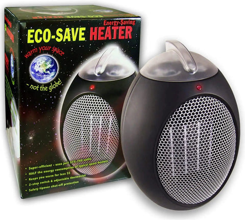 Eco Save Compact Personal Space Heater With 750 Watts ETL Listed Eco Friendly And Energy Efficient Ceramic Heating Element, product and packaging