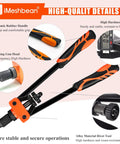 Top Shelf 14 Inch Heavy Duty Rivet Nut Tool With Easy Change Mandrels And Nose Pieces Perfect For Tight Spots Includes 70 Rivnuts Plus Metric And Sae Sets In A Sturdy Carrying Case You Will Love This Durable Hand Riveter Kit orange black handles