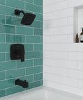 Single Handle Shower Valve Trim With Hot And Cold Indicator, Pressure Balance Functionality, All Metal Construction, Matte Black Finish