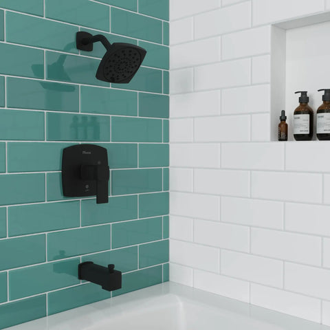 Single Handle Shower Valve Trim With Hot And Cold Indicator, Pressure Balance Functionality, All Metal Construction, Matte Black Finish