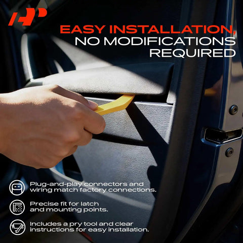 Hand using tool for easy installation of Front Right Passenger Door Lock Actuator For Ford Edge 2015 2016 and compatible models