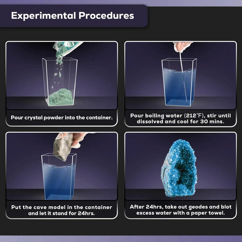 Geodes Growing Science Kit For Kids Ages 6 8 12 With Crystal Growth In 24 Hours STEM Educational Toys instruction steps