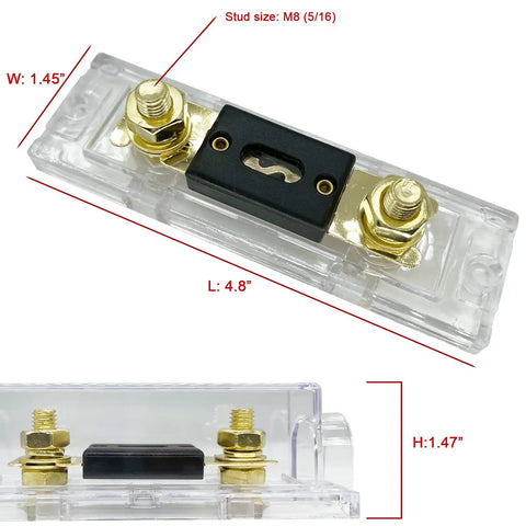 Beefed Up 200 Amp ANL Fuse Holder Kit Three Pack For DC Systems Up To 32 Volts with 5/16 inch ring terminals shown