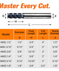Carbide square end mill, 1/8 in diameter, 4-flute, AlTiN coated CNC router bit (ACCUCUT I4KES)