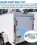 Trailer Hasp Bolt Kit With Carriage Bolts And Torx Barrel Nuts For Enclosed Trailers Zinc Plated installation on trailer door
