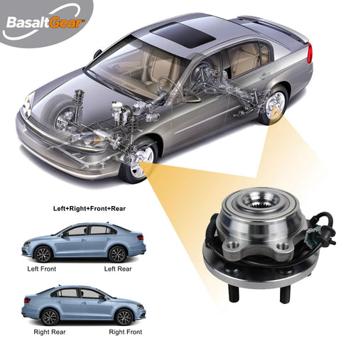 Pair Front Wheel Bearing And Hub Assemblies For 4WD And AWD Rigs Fits 2005-2025 Frontier 2005-2012 Pathfinder 2005-2015 Xterra 2009-2012 Equator 6 Lug ABS Sensor Ready Set Of 2, and a diagram showing a car's wheel hub