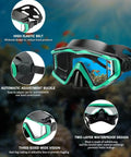 All In One Snorkel Mask Set For Adults Kids And Teens With 180 Degree Field Of View Leak Proof Fog Proof Dive Mask Goggles
