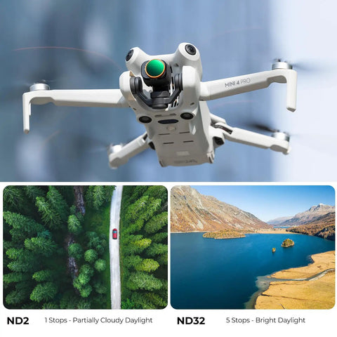 Adjustable ND Filter Set For DJI Mini 4 Pro One To Five Stops ND2 To 32 VND With Multi Coated Optical Glass on drone