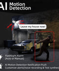 3MP Solar Wireless Outdoor Security Camera System With Color Night Vision detecting motion at night with AI alert