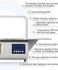 HuanEssentric High Speed Automatic Bundling Machine With Adjustable Tightness And Two Use Modes for efficient packaging, control panel visible.