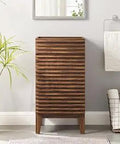 18 Inch Walnut Bathroom Vanity With Mid Century Style, Clean Lines, Tapered Legs, Sturdy MDF And Particleboard Build, Roomy Cabinet For Storage