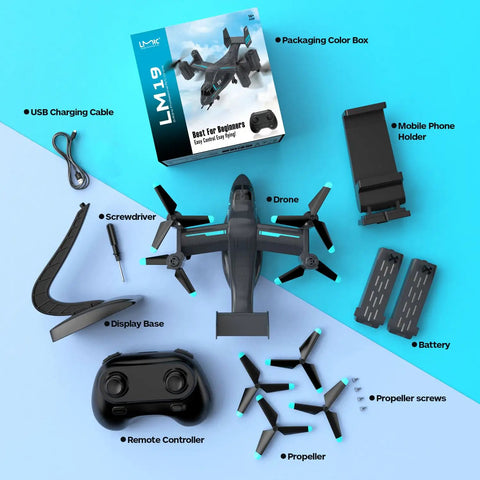 Grab And Go Beginner Friendly Drone With 720P HD Camera, FPV Live Video, Easy To Fly Quadcopter and accessories, dark blue.