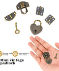 Two Piece Antique Bronze Hasp Latch Set With 27x30mm Hasp Latch And 24x21mm Mini Box Hinges Plus 22x38mm Love Locks
