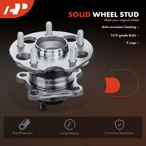 Rear Left Wheel Bearing And Hub Assembly With ABS For Toyota Highlander FWD Only Compatible With 2008 3.5L V6 And 2009 2013 2.7L I4 Models 5 Lug Hub Designed For Durable Quiet Ride And Easy Install