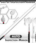Image of Telescoping Inspection Mirror With Long Handle Extendable Mirror On A Stick For Techs And Pros Black 50mm Round Automotive Tool