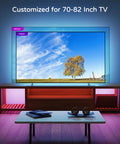 Dope LED Backlight Kit For 70 To 85 Inch TVs, ambient RGB lighting behind TV setup in living room