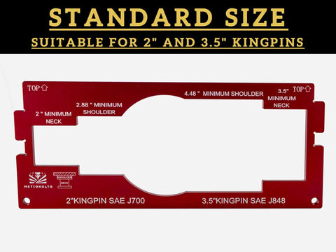 King Pin Wear Gauge for 2 Inch and 3.5 Inch Pins Aluminum Alloy Construction Undersized Diameter Detection Tool for Trucks and Trailers Includes 360 Degree Rotation for Accurate Diameter Check, red gauge for 2in and 3.5in king pins