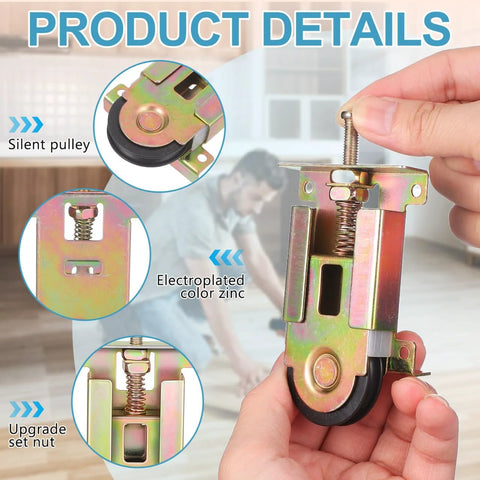 Hand holding Closet Door Rollers Replacement With Ball Bearing Wheels For Mirror Wardrobe Sliding Doors Adjustable Height
