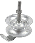 Two galvanized steel pipe track rollers for 1-5/8" pipe, with mounting bolt.