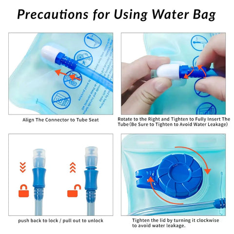 Precaution steps for using 1.5L insulated water bladder of Ultra Lightweight Hydration Vest Backpack With 1.5L Insulated Water Bladder.
