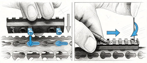 Top Shelf Keymod Screw And Nut Replacement Set Featuring Solid Steel Fasteners For Quick Rail Modifications On Tactical Mounts And Handguards Built Like A Tank during installation.