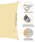 Diagram of Beige 24x24 Sun Shade Sail With Beefy Heavy Duty Stainless Wire Rope Kit Includes 8 Inch Hardware For Outdoor UV Block