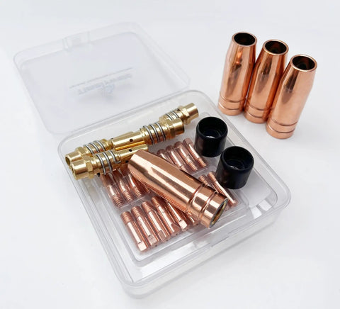 Pro Grade MIG Welding Gun Accessory Kit 30 Pack For MB15 15AK Includes 0.035 Inch Tips 0.9 Mm Gas Nozzles Insulators Diffusers