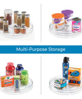 11 Inch Round Lazy Susan Organizer For Kitchen And Pantry Storage Set Of 2 Clear Smooth Rotating Turntables With Mixed Items